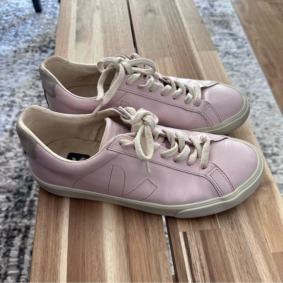 Veja Esplar in Petal Pink Patent Leather Lace Sneakers Size Women's US 9 - Picture 8 of 15
